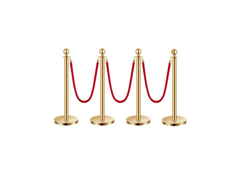 QTGLZDSDJSHRA7EPFV0 4.92 ft. Gold Stanchions Posts with Red Velvet Rope, Crowd Control Barriers - 4 & 3 Piece