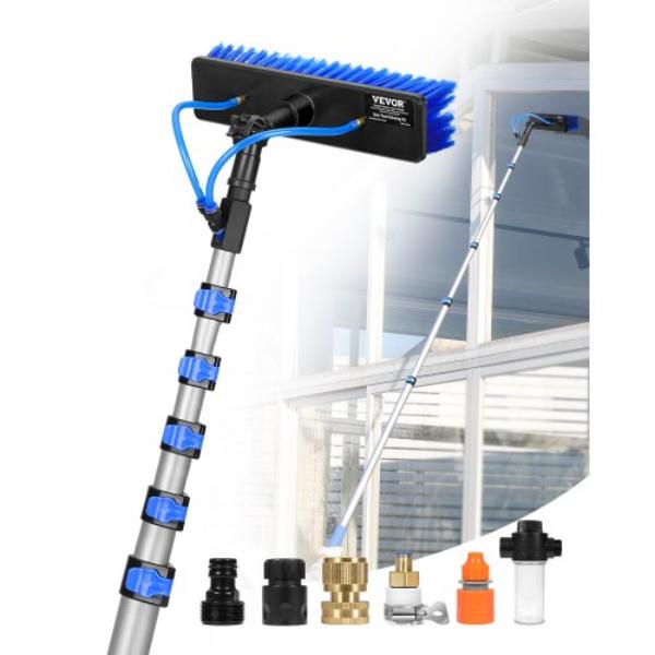 TYNDCBQJTJBMTGYDBV0 36 ft. Water Fed Pole Kit - Solar Panel Cleaning Pole 180 deg Rotatable Brush Head