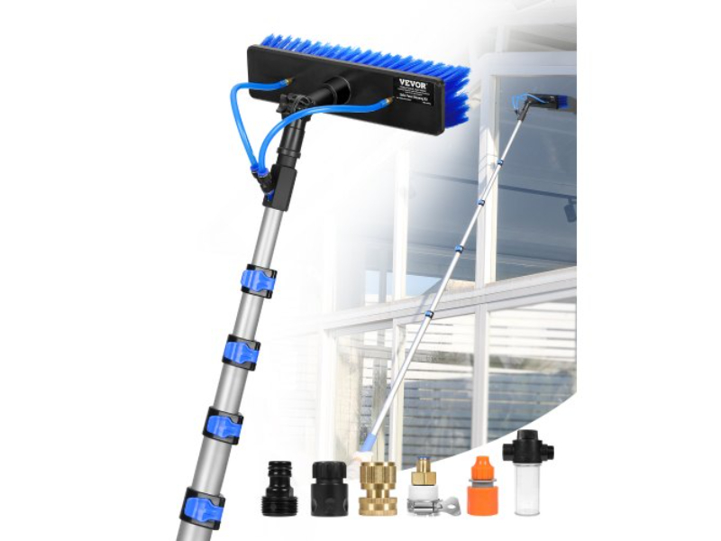 Picture of Vevor TYNDCBQJTJBM3B5OXV0 30 ft. 180 Deg Rotatable Brush Head Solar Panel Water Fed Cleaning Pole Kit
