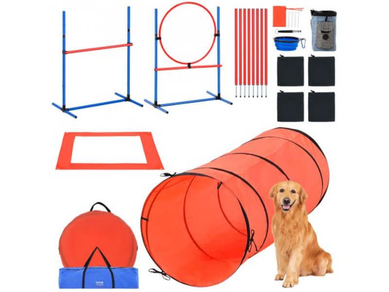 Picture of Vevor ZHKMJKCTJWJTUVR75V0 Dog Agility Training Equipment Combination Set with Hurdles Tunnel - 5 Piece