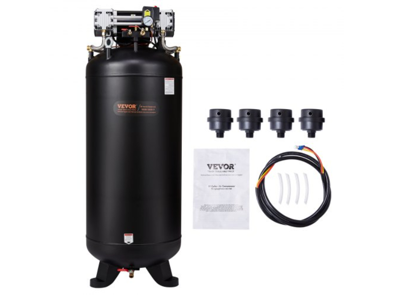 Picture of Vevor DXDXLDXD80JLPF565V7 80 gal 6.5HP 15.5 SCFM at 90 PSI 145 PSI Oil Free 2-Stage Air Compressor