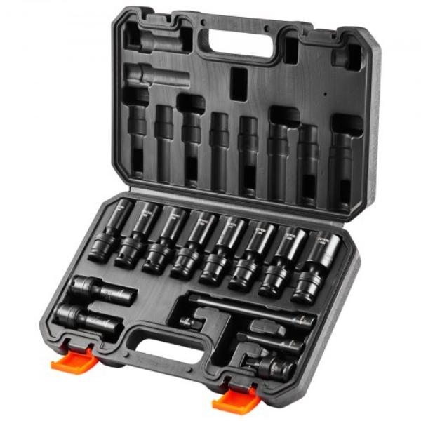 Picture of VEVOR CJTTZJ1CRMO10JEDIV0 0.38 in. 6 Point 360 degree Swivel Impact Drive Socket Set - 14 Piece
