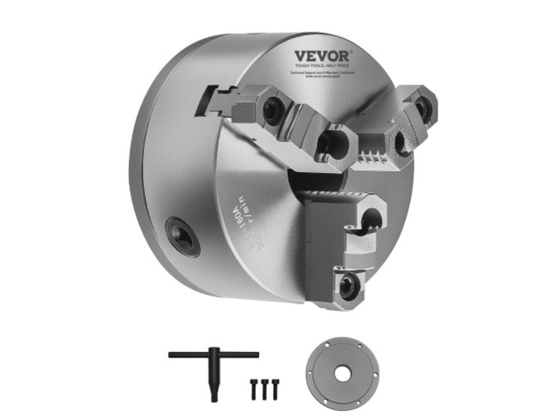 Picture of Vevor JGKPDBB3GKZ6YUQM8V0 6 in. 3-Jaw Self-Centering Lathe Chuck with 1.5 in 8 Threaded Backing Plate