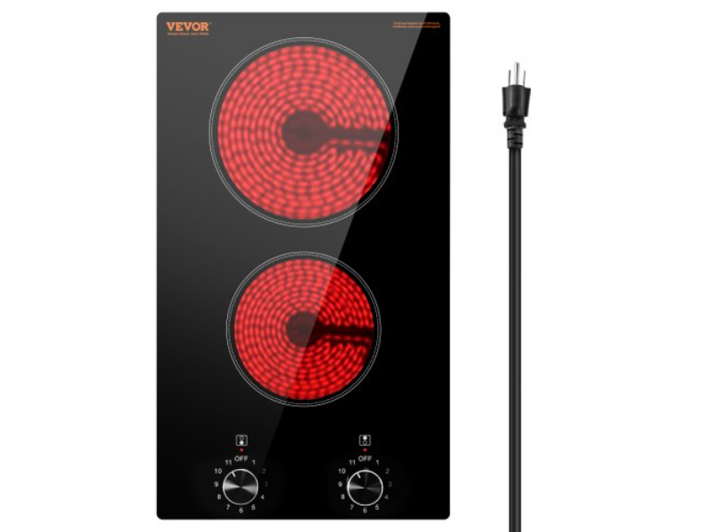 Picture of Vevor QRSDTL12INCHPTG6ZV1 20.1 x 11.6 in. Built-in Electric Radiant Ceramic Cooktop with 2 Burners