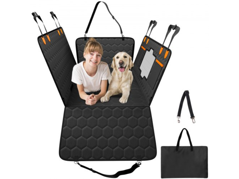 Picture of Vevor QBDXJC54256IQ1E6VV0 54 x 25.6 in. Waterproof 600D Dog Car Seat Cover for Back Seat - Black & Orange
