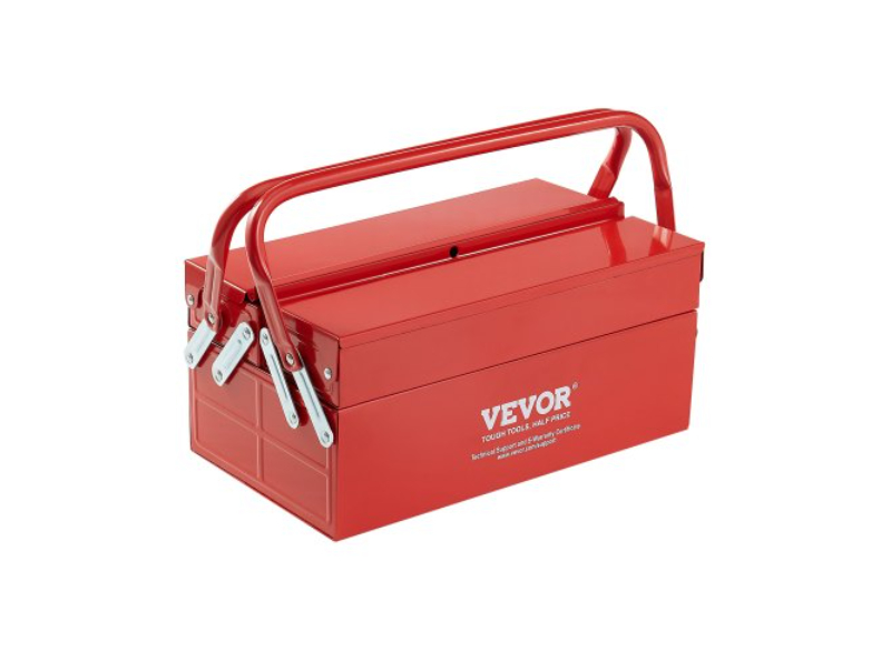 Picture of Vevor FDSBXSGJX14I7NN0BV0 14 in. 2 Tier 3-Tray Folding Cantilever Toolbox with Handle&#44; Red