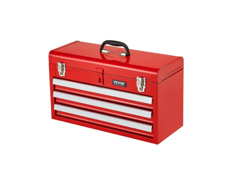 Picture of Vevor CTSBXSGJX20IEYVN5V0 20.5 in. Portable Metal Tool Box with 3 Drawers&#44; Red