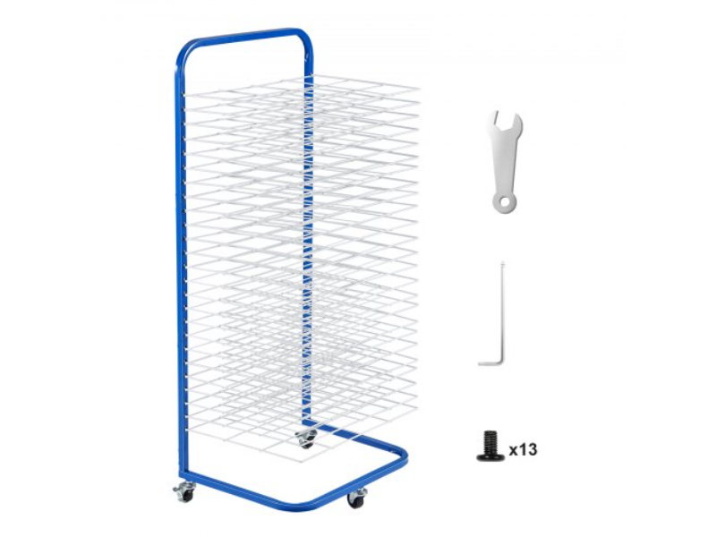 Picture of Vevor JSYSGZJLBTGS796QIV0 25 Removable Shelves Paint Art Drying Rack with Wheels&#44; Blue & White