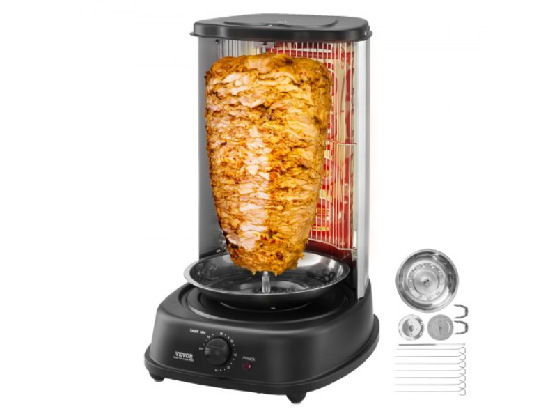 LSKRJ13LBSDR6ZC7WV1 Stainless Steel Shawarma Grill Vertical Gyro Rotisserie Doner Machine - Black