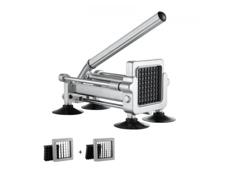 Picture of Vevor SYWSQSTJYJ12TU5TTV0 French Fry Cutter Stainless Steel Potato Vegetable Slicer Chopper with 2 Blades - Silver