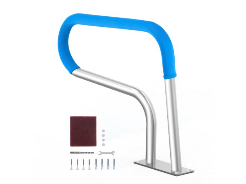 BXGYCFSDDB32ODJT3V0 32 x 23 in. Stainless Steel Pool Handrail with Base Plate for Spas - Silver & White
