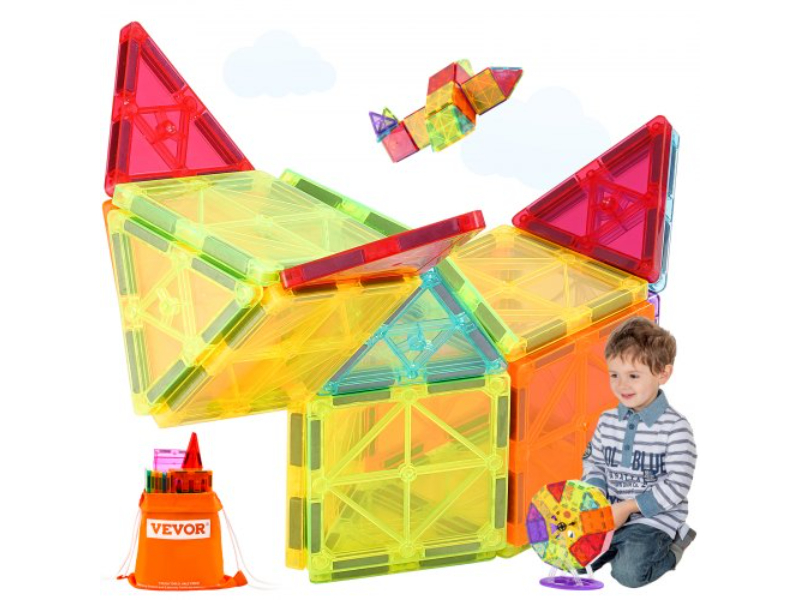 Picture of Vevor JZKCLPJMTZDSE0WDSV0 Magnetic Tiles Building Blocks Toy for Kids - 3D Set - 180 Piece