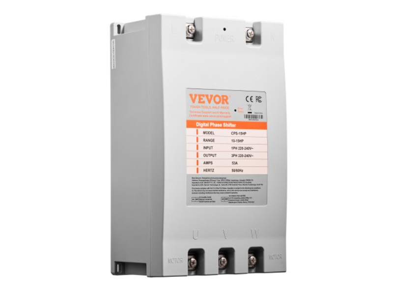 Picture of Vevor SZBXQ1125W00V0JXKV7 15HP 53A 220V Single to 3 Phase Converter