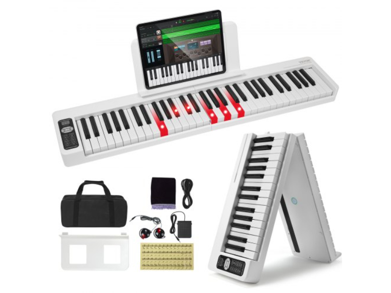 Picture of Vevor ZDSMGQ61JBSW9CBHXV9 61 Key Folding Keyboard Portable & Foldable Piano - Bluetooth MIDI&#44; White