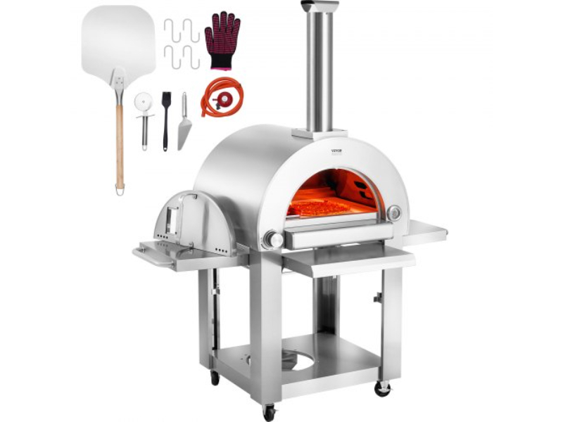 Picture of Vevor YSPSLYS2226YYLHL2V0 22 in. Outdoor Portable Pellet & Gas Pizza Oven with Casters for Camping