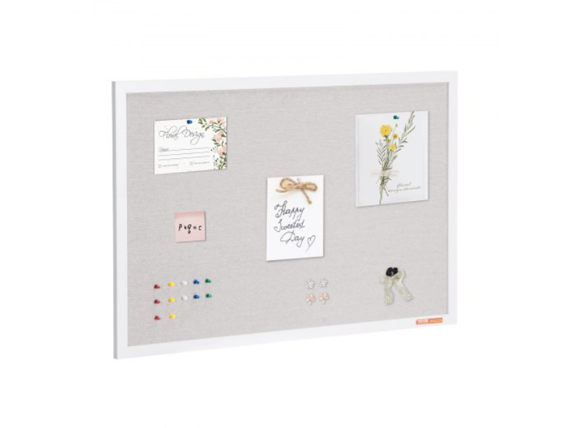 Picture of Vevor RMB36X24WBSMUFWYSV0 36 x 24 in. Wall-Mounted White Cork Board with Linen Surface for Home&#44; School & Office
