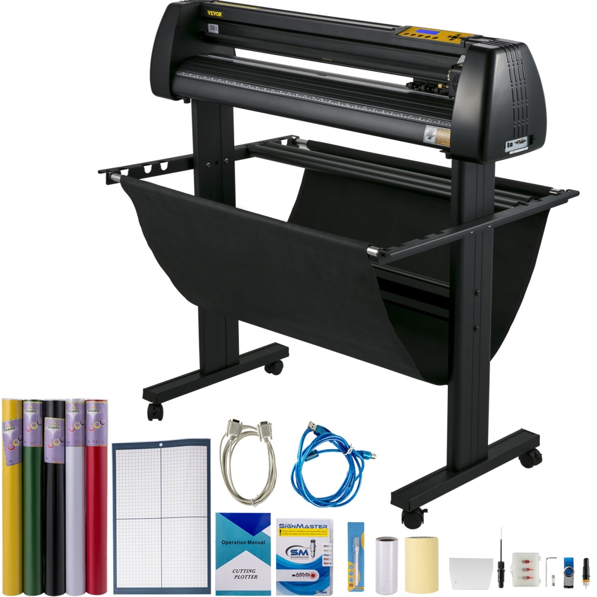 Vinyl Cutter 34 in. Bundle, Vinyl Cutter Machine Manual Vinyl Printer LCD Display Plotter Cutter Sign Cutting with Signmaster Software