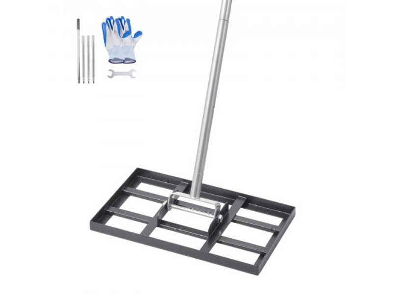 CPPZPEKCGK1095NBKV0 10 x 17 in. Lawn Leveling Rake with 78 in. Adjustable Handle for Yard Heavy Duty Golf Court - Black