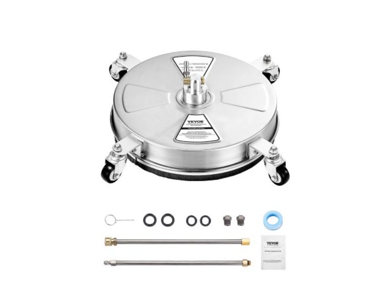 Picture of Vevor GYQXJBMQJQYP62KMHV0 16.5 in. 4000 Max PSI Stainless Steel Pressure Washer Surface Cleaner - 4 Wheels - Natural
