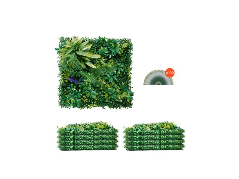 PJSRZZWQ8PCSJMWS1V0 20 x 20 in. Artificial 3D Greenery Grass Wall Panels for Decor Privacy, Green - 8 Piece