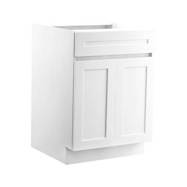 CJDJCJDJ1C2M8GMH3V0 24 x 24 x 34.5 in. Shaker Base Cabinet - Ready to Assemble with Drawer, White