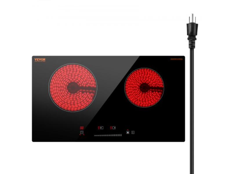 Picture of Vevor QRSDTL24INCHUHHLFV1 23.6 x 13.3 in. Built-in Electric Radiant Ceramic Cooktop with 2 Burners