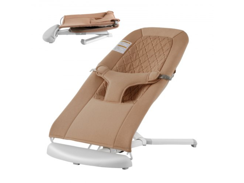 Picture of Vevor YEYYQZCWWJJKCRKM5V0 Baby Folding Bouncer Seat Chair for Babies with 2 Reclining Angles - Camel