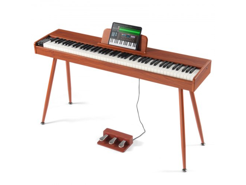 Picture of Vevor BXSZCGQ88JSJ8KKBKV1 88 Key Fully Weighted Digital Piano Dual Keyboard with Four Legged Stand - Black&#44; White & Light Brown