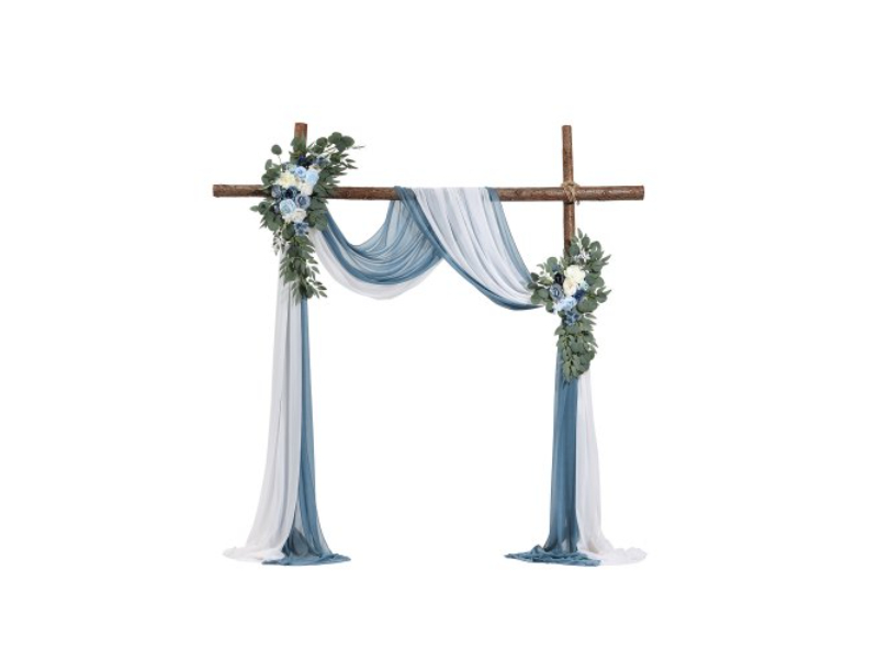 Picture of Vevor HLGMHTJ4JTLS5XC9FV0 Artificial Wedding Arch Flowers Kit with 21 ft. Draping Fabric&#44; Blue & White - Pack of 4