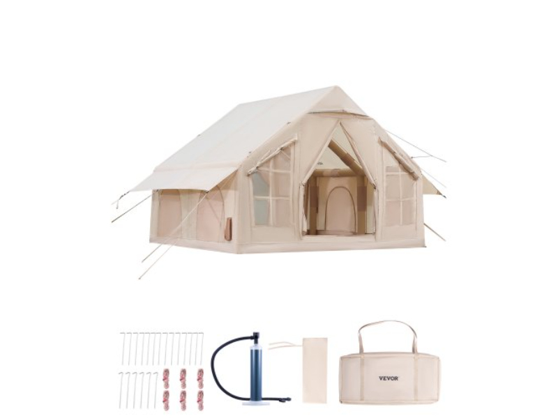 Picture of Vevor KJZP331MCQWZC4B47V0 Camping 4-6 Person Glamping Inflatable Tent with Pump Easy Set Up - Beige