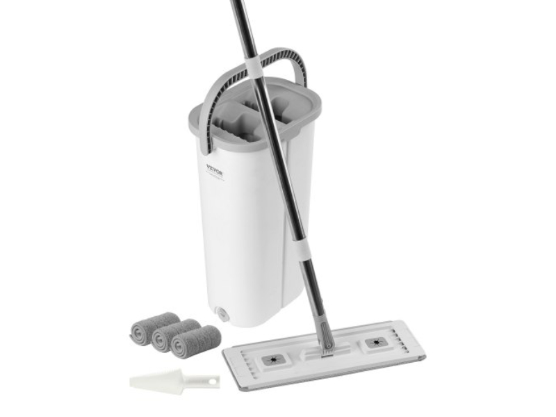 PBDTHDTTTZBXAEMDLV0 Flat Mop & Bucket System with 3 Washable Microfiber Pads for Hardwood Tile Vinyl