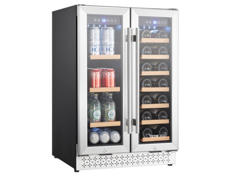 Picture of Vevor SYHJPJLYJQRSMLN84V1 24 in. Wine & Beverage Refrigerator - Dual Zone Cooler with Glass Doors