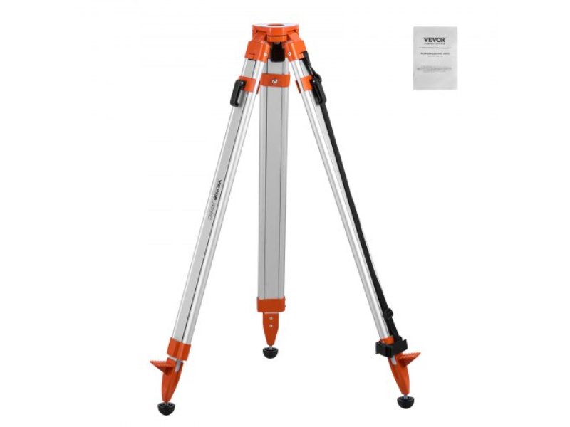 Picture of Vevor JZSJJZYSSTS02U6QMV0 0.625-11 in. Thread & 16.53-65.55 in. Height Adjustment Laser Level Tripod Stand&#44; Orange & Black