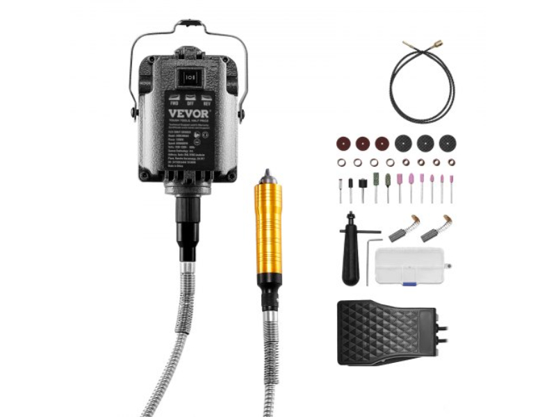 Picture of Vevor DDDMJ1000WYXX9PBKV1 1000W 30000RPM Flex Shaft Grinder with Foot Pedal & 31 Piece Accessories