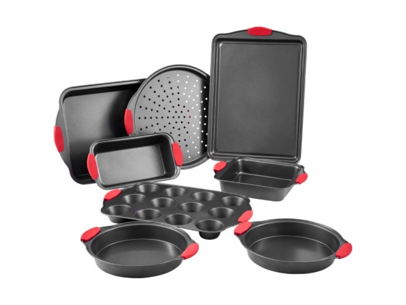 Picture of Vevor TGKPTZ8JHS00G5X6QV0 Baking Pan Nonstick Carbon Steel Bakeware Set with Silicone Handle, Charcoal Black - 8 Piece