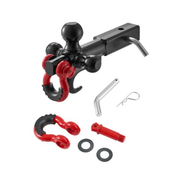 Picture of Vevor SQTDHKDGQJTCVEILYV0 1.875 x 2 x 2.312 in. Tri-Ball Trailer Hitch - 2 in. Receiver - Balls with D-Ring Hook