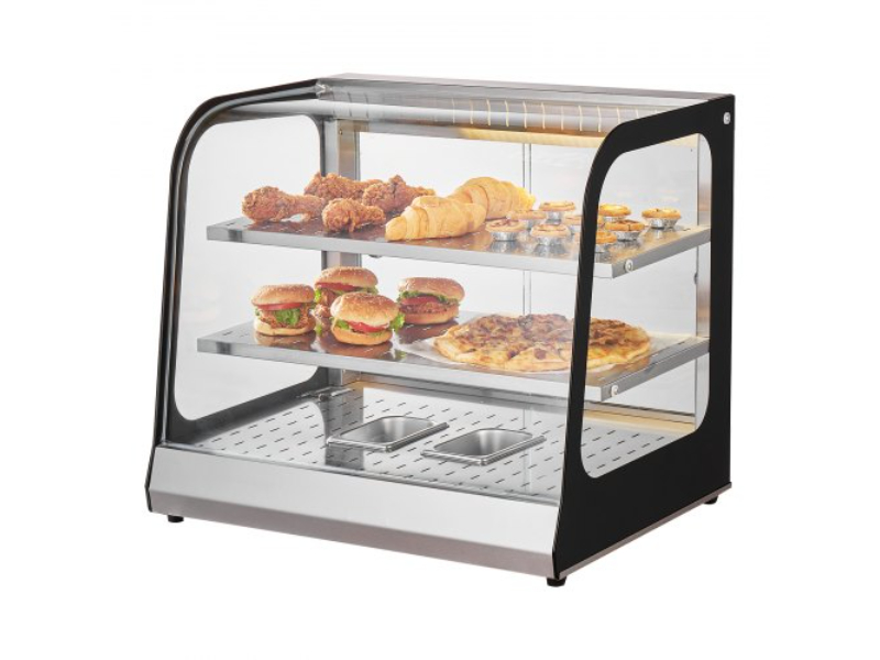 Picture of Vevor TYZSJ2C20YCY03XZEV1 2 Tier Commercial Food Warmer Display Countertop Pizza Cabinet with Tong