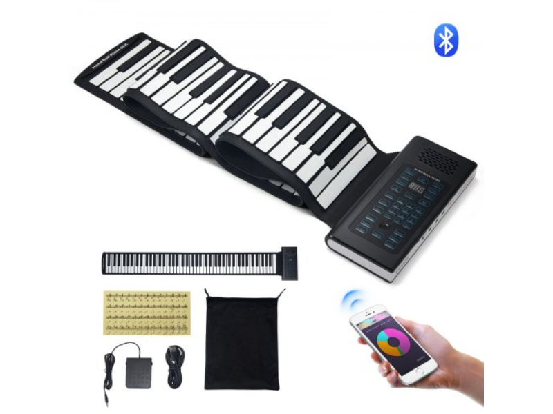 Picture of Vevor SJSMGQ88JHS0KLLGSV9 88 Key Roll Up Piano Portable Hand Roll - 128 Rhythms Tones & Rechargeable