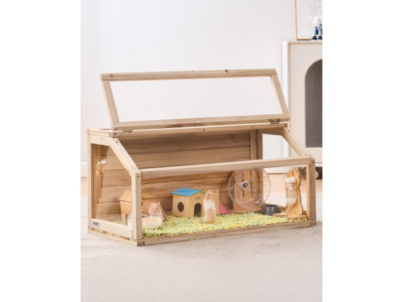 Picture of Vevor MZCSLYMS1C30T0RYEV0 32 in. Wooden Hamster Cage Habitat Mice Rodents Small Animals Cage&#44; Clear