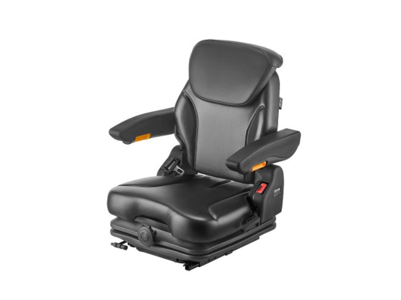 CCZYCGKFSAQDCVTP9V0 Forklift Fold Down Tractor Suspension Seat with Adjustable Back & Headrest - Black
