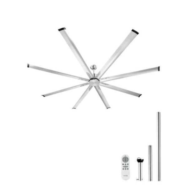 WDDS96INCHLYWHAVQV6 96 in. Aluminum Ceiling Fan - No Light Remote Control Reversible Motor, Brushed Nickel