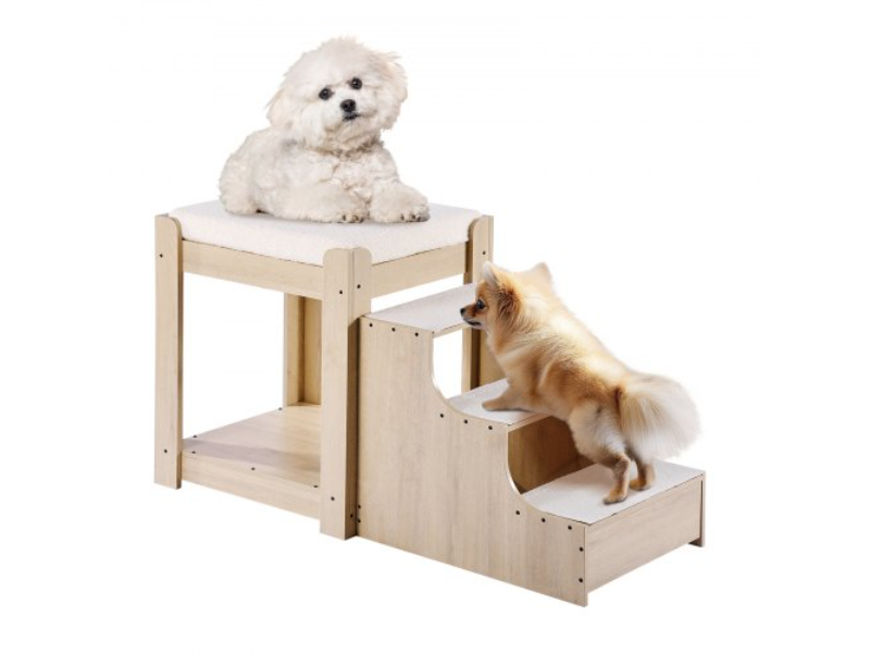 Picture of Vevor SXPSCWSCCMSXZWKQXV0 Bedside Indoor Stairs Dog & Cat Window Perch Pet Bunk Bed - Beige