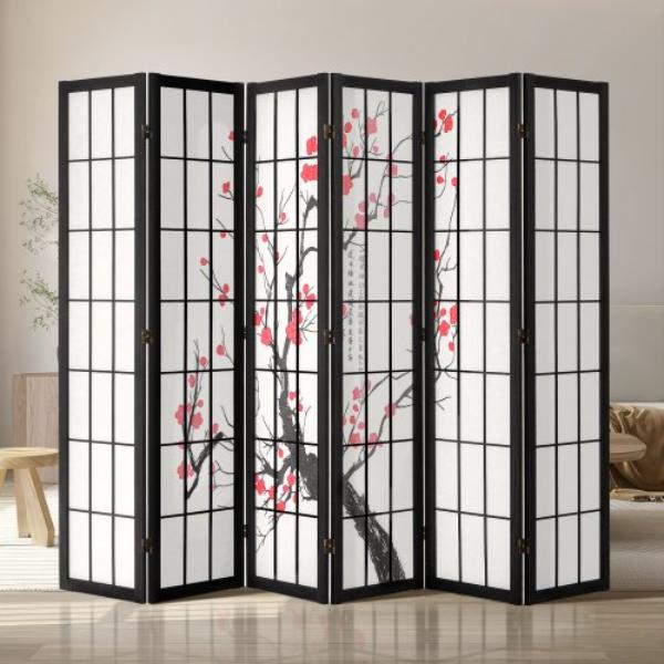 RSPF6MBLXTA0U7GKTV0 6 Panel Japanese Room Divider Screen - Black