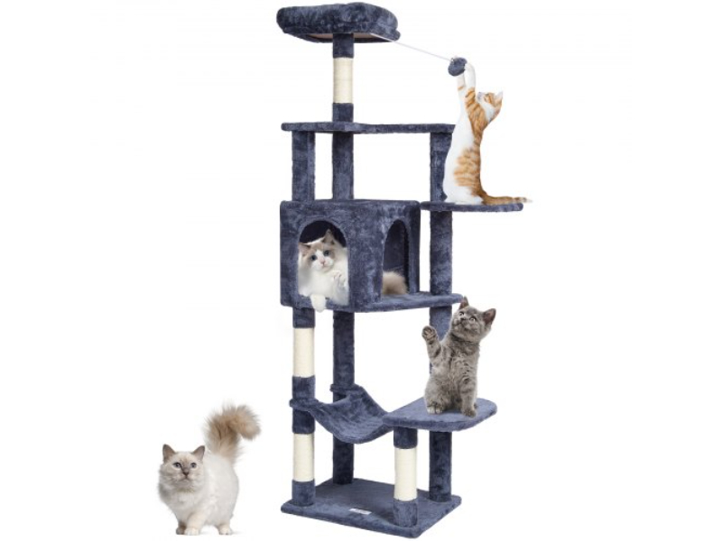 Picture of Vevor DXSMS7C1FSH07PNZEV0 60.6 in. Cat Tower Tree with Condo Sisal Scratching Post - Dark Gray