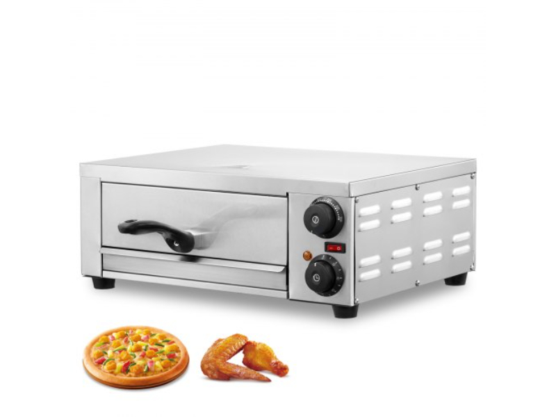 Picture of Vevor CLMDRPSLDCSXBI3U5V1 12 in. 1500W Adjustable Temperature 0 - 120 Minute Timer Electric Countertop Pizza Oven