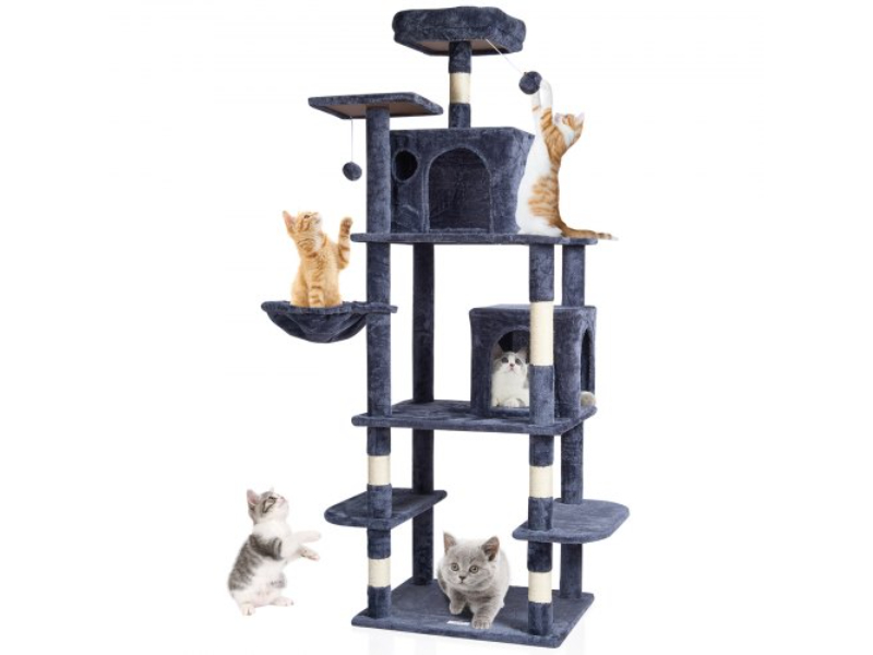 Picture of Vevor DXSMS8C2FSH0S4J5KV0 68.5 in. Cat Tower Tree with Condos Sisal Scratching Post - Dark Gray