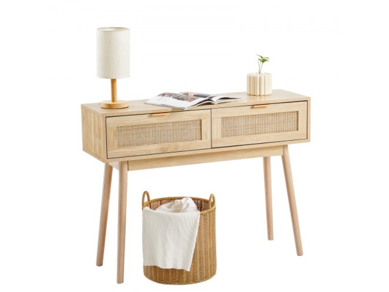 TBXGZ2CMSWGBDGULZV0 39.37 x 11.81 x 29.33 in. Rattan Console Table with 2 Storage Drawers Sliding Door