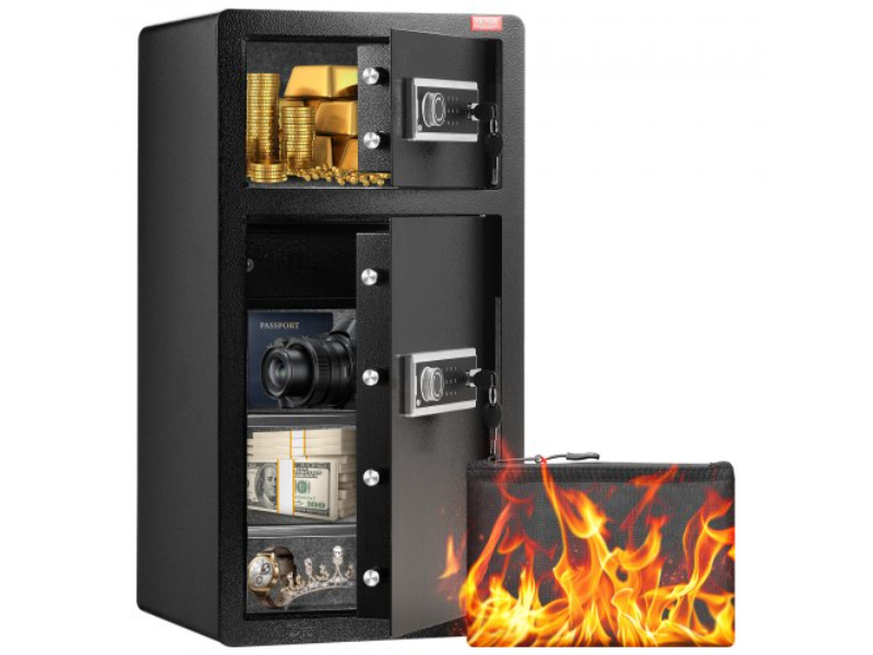LMBXXLS5567CW705UV9 5.5 cu. ft. Double Door Safe Box with Key Lock Password Cabinet - Black