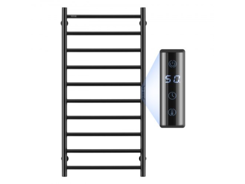 Picture of Vevor JRMJJBGS10GH1FWCBV1 10-Bar Wall Mounted Heated Towel Warmer Rack for Bathroom&#44; Black