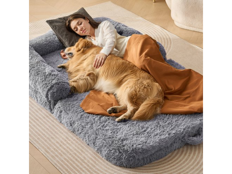 Picture of Vevor RLGCBBWZFXZMMZ899V0 72 x 48 x 10 in. Human Dog Bed Washable PV Velvet&#44; Gray - Large